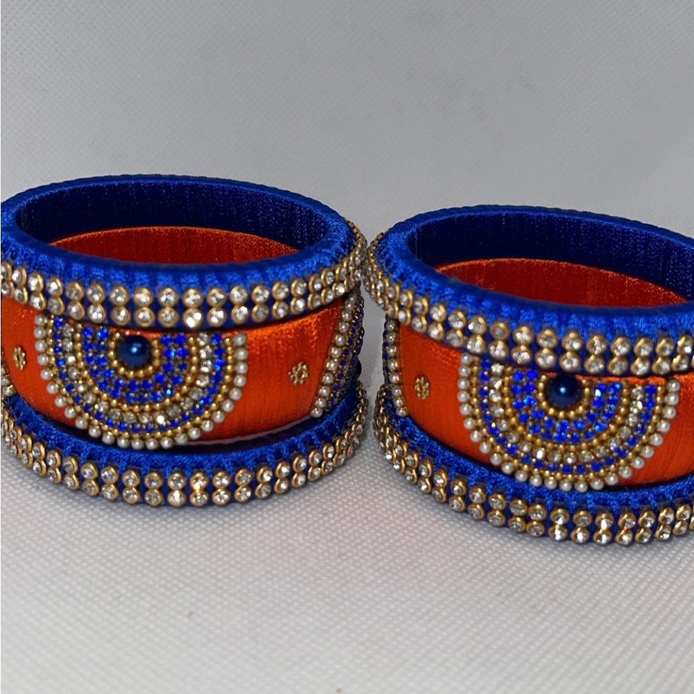 Blue Orange Indian Thread Bangles - image 7